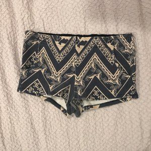 Blue and White Print Shorts